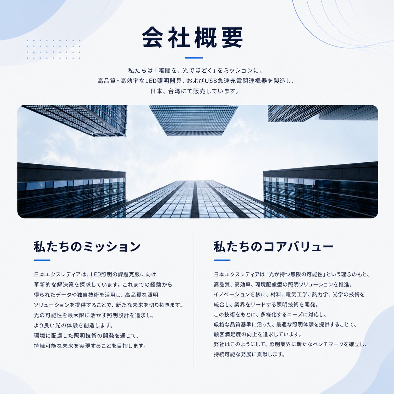 会社概要 ― 私たちのミッションとコアバリュー